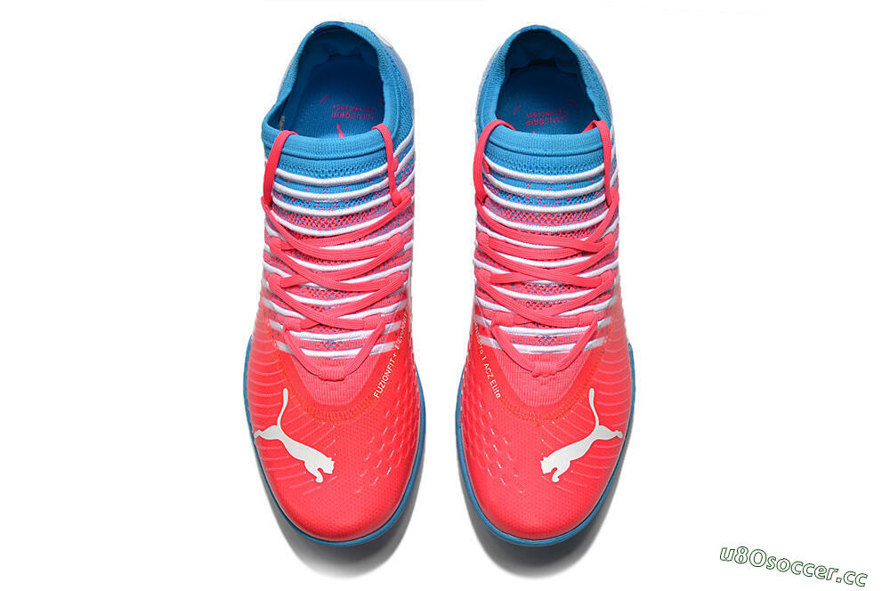 Men's Puma Future Z 1.3 Instinct TF Artificial Turf Low-Tops Football Shoes - Pink/Blue/White 4
