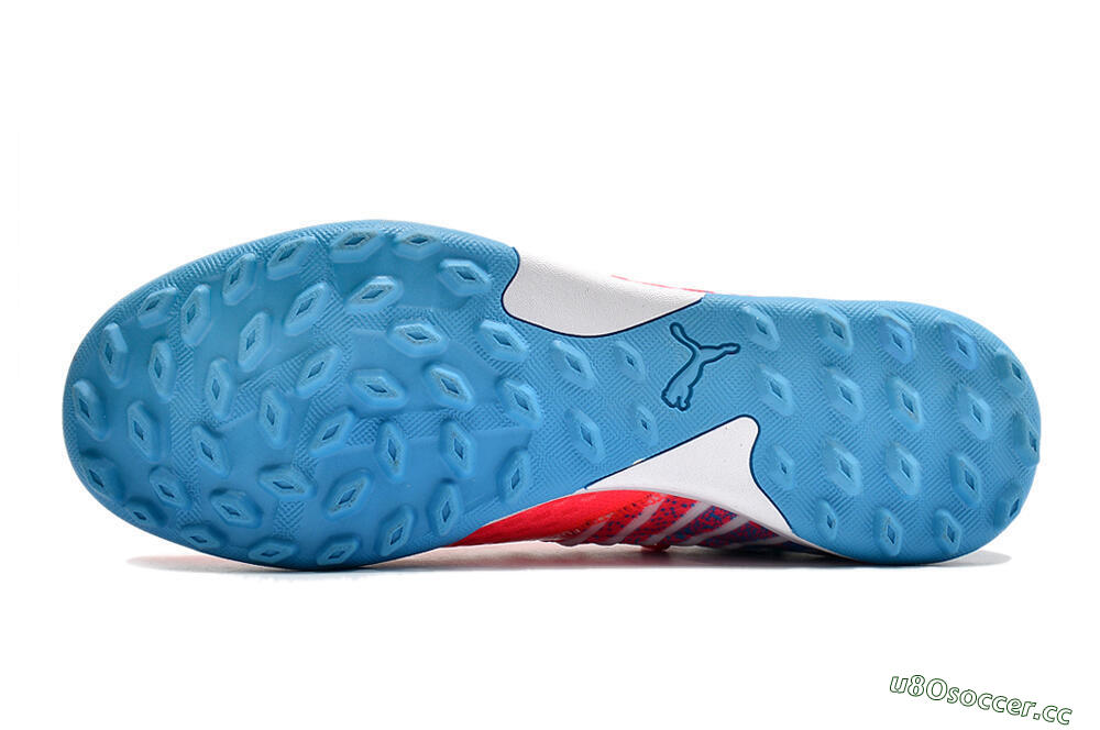 Men's Puma Future Z 1.3 Instinct TF Artificial Turf Low-Tops Football Shoes - Pink/Blue/White 6