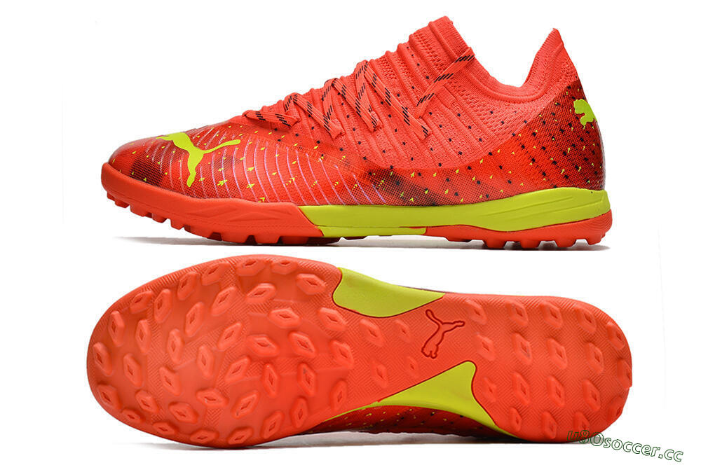Men's Puma Future Z 1.3 Instinct TF Artificial Turf Low-Tops Football Shoes - Orange/Yellow 1
