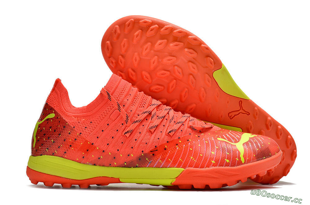 Men's Puma Future Z 1.3 Instinct TF Artificial Turf Low-Tops Football Shoes - Orange/Yellow 2