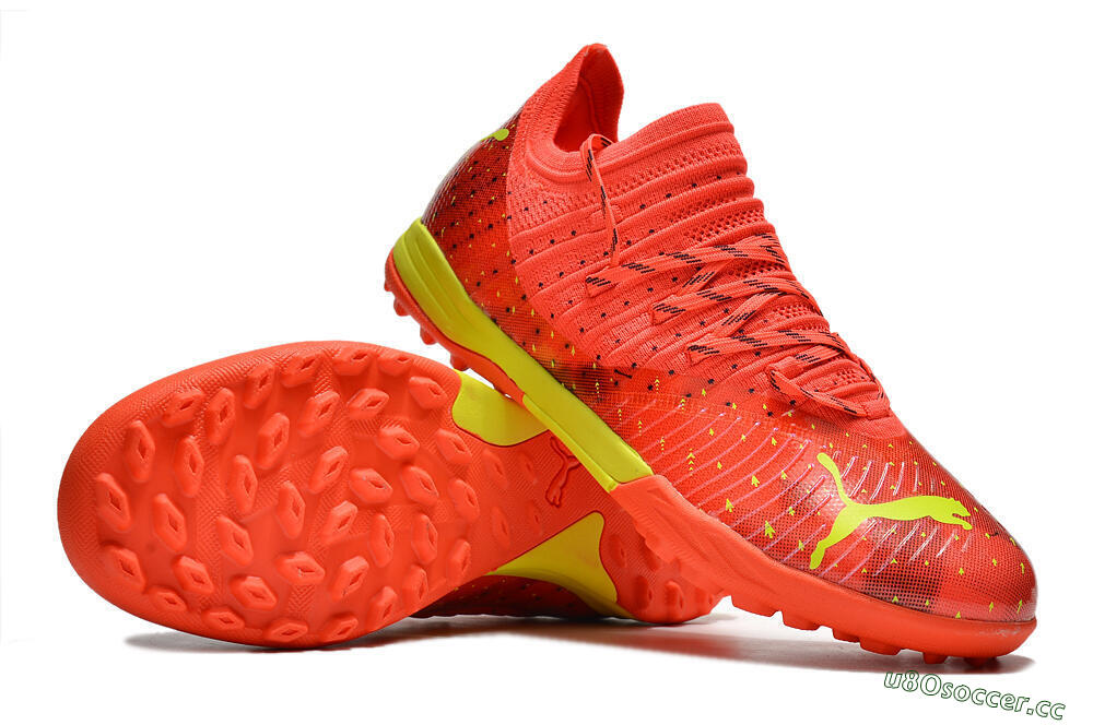 Men's Puma Future Z 1.3 Instinct TF Artificial Turf Low-Tops Football Shoes - Orange/Yellow 3