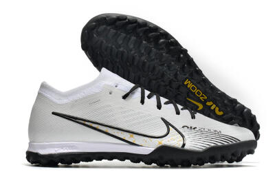 Men's Nike Mercurial Vapor 15 Elite TF Artificial Turf Low-Tops Football Shoes - White/Black