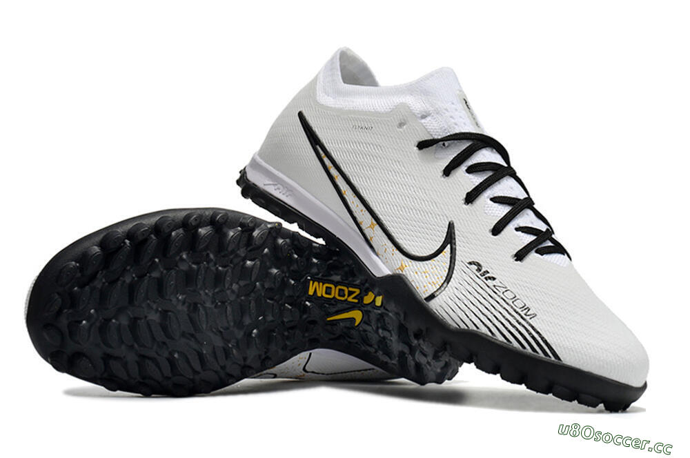 Men's Nike Mercurial Vapor 15 Elite TF Artificial Turf Low-Tops Football Shoes - White/Black 3
