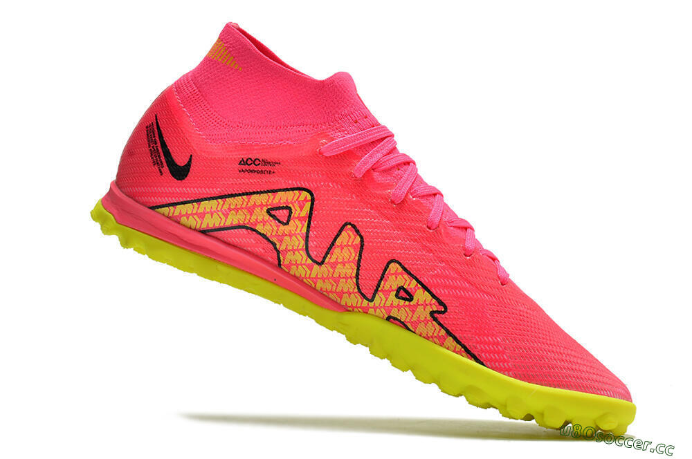 Men's Nike Mercurial Superfly 9 Elite TF Artificial Turf High-Tops Football Shoes - Pink/Yellow 4