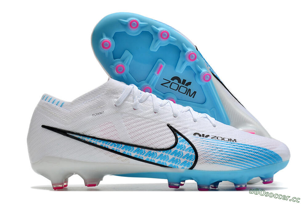 Men's Nike Air Zoom Mercurial Vapor 15 Elite AG Artificial Grass Low-Tops Football Boots - White/Blue 2