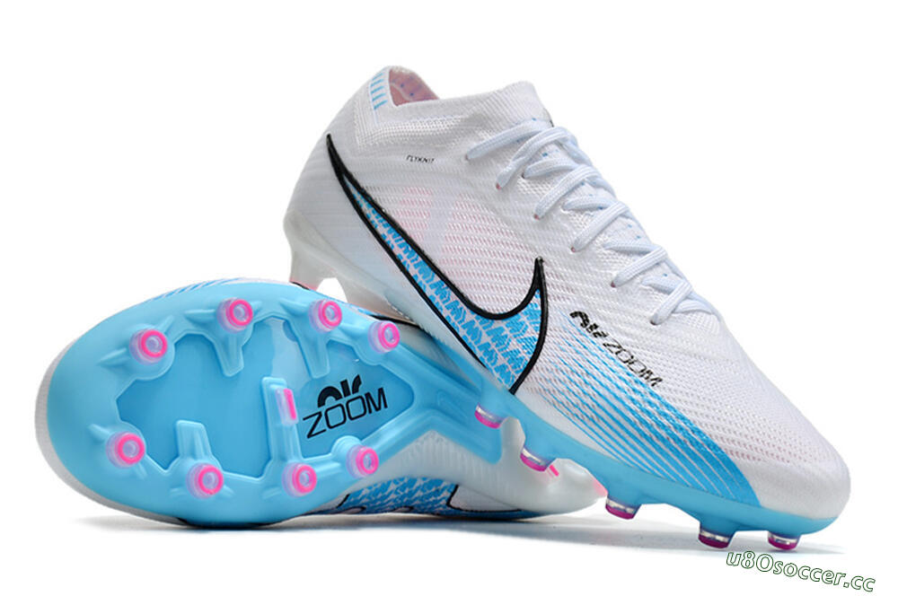 Men's Nike Air Zoom Mercurial Vapor 15 Elite AG Artificial Grass Low-Tops Football Boots - White/Blue 3