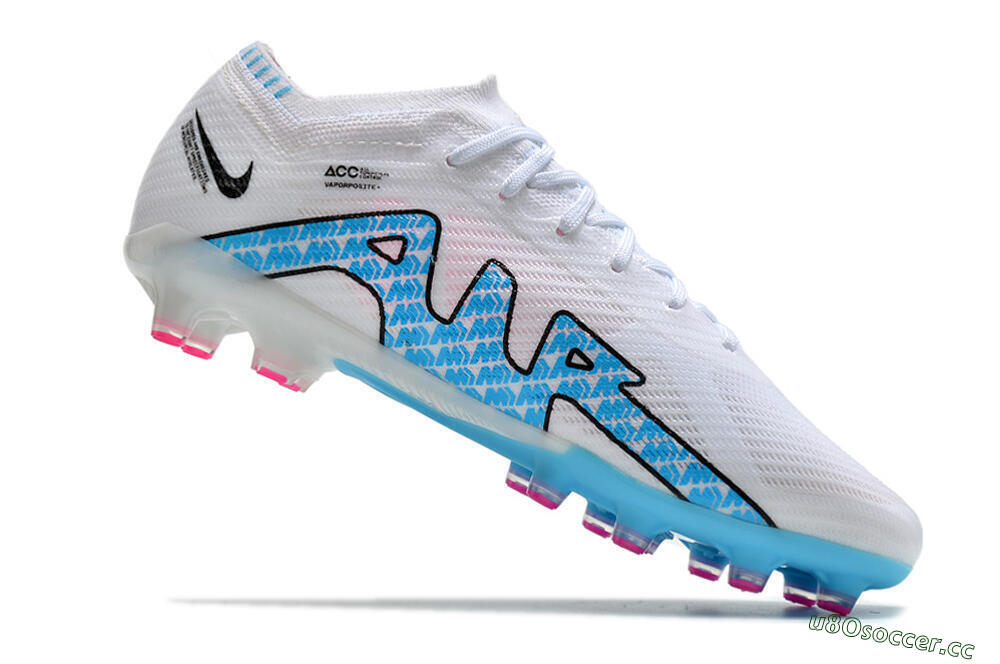 Men's Nike Air Zoom Mercurial Vapor 15 Elite AG Artificial Grass Low-Tops Football Boots - White/Blue 4