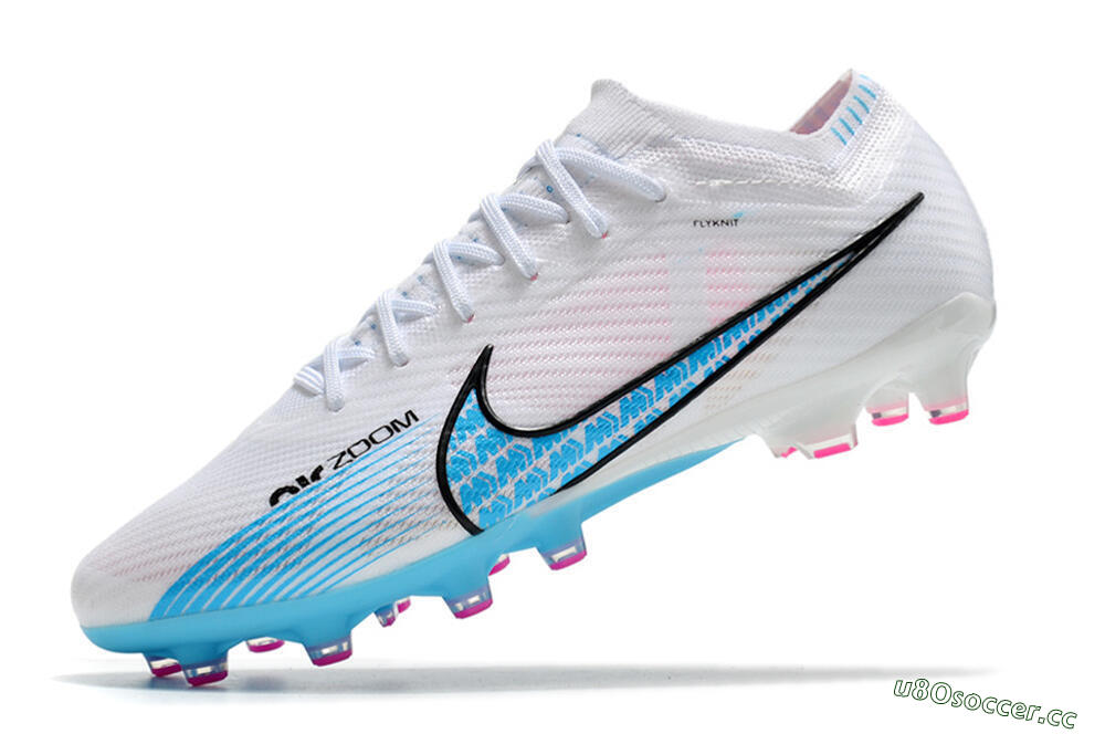 Men's Nike Air Zoom Mercurial Vapor 15 Elite AG Artificial Grass Low-Tops Football Boots - White/Blue 5