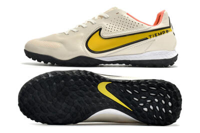 Men's Nike Tiempo Legend 9 Pro TF Artificial Turf Low-Tops Football Shoes - White/Yellow