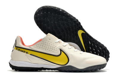 Men's Nike Tiempo Legend 9 Pro TF Artificial Turf Low-Tops Football Shoes - White/Yellow