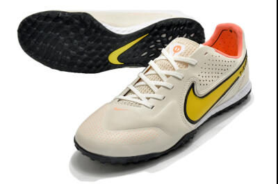 Men's Nike Tiempo Legend 9 Pro TF Artificial Turf Low-Tops Football Shoes - White/Yellow