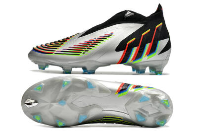 Unisex Adidas Predator FIFA World Cup Qatar 2022 Edge+ FG Firm Ground High-Tops Football Boots - Silver/Black
