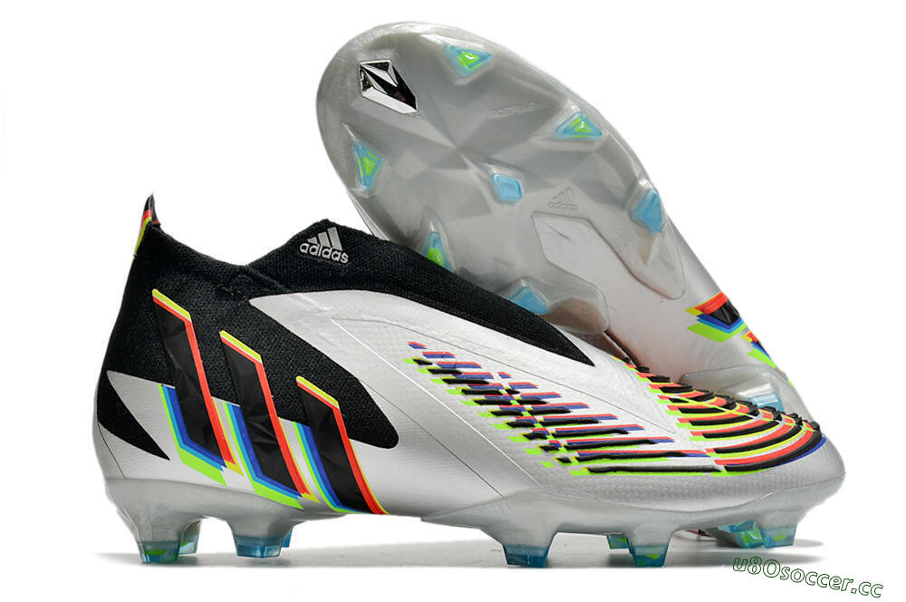 Unisex Adidas Predator FIFA World Cup Qatar 2022 Edge+ FG Firm Ground High-Tops Football Boots - Silver/Black 2