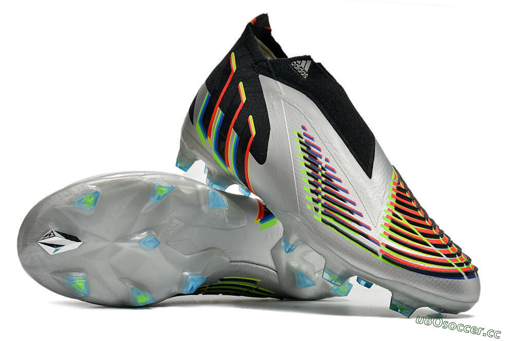 Unisex Adidas Predator FIFA World Cup Qatar 2022 Edge+ FG Firm Ground High-Tops Football Boots - Silver/Black 3