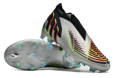 Unisex Adidas Predator FIFA World Cup Qatar 2022 Edge+ FG Firm Ground High-Tops Football Boots - Silver/Black