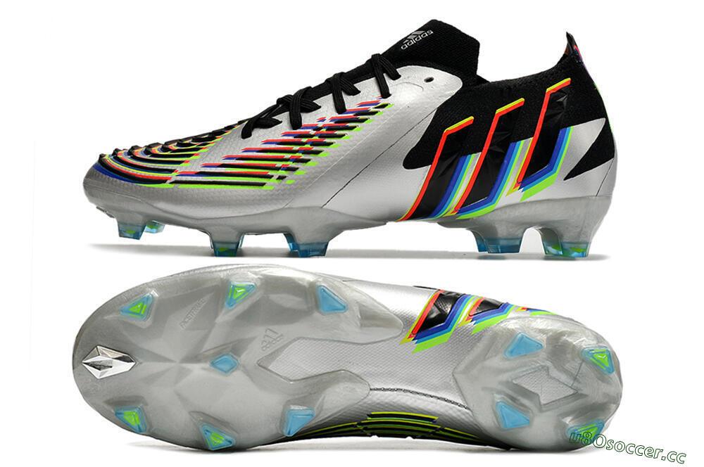 Men's Adidas Predator FIFA World Cup Qatar 2022 Edge+ FG Firm Ground Low-Tops Football Boots - Silver/Black 1