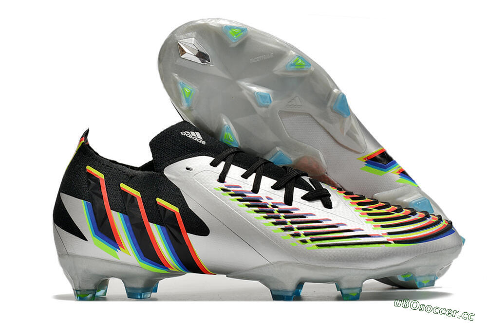 Men's Adidas Predator FIFA World Cup Qatar 2022 Edge+ FG Firm Ground Low-Tops Football Boots - Silver/Black 2