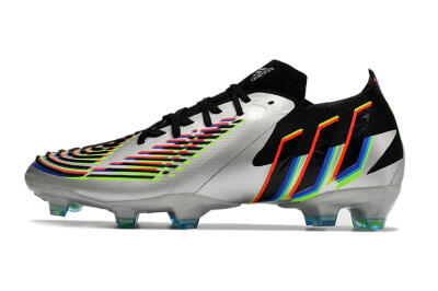 Men's Adidas Predator FIFA World Cup Qatar 2022 Edge+ FG Firm Ground Low-Tops Football Boots - Silver/Black