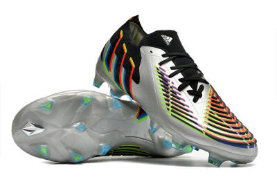 Men's Adidas Predator FIFA World Cup Qatar 2022 Edge+ FG Firm Ground Low-Tops Football Boots - Silver/Black