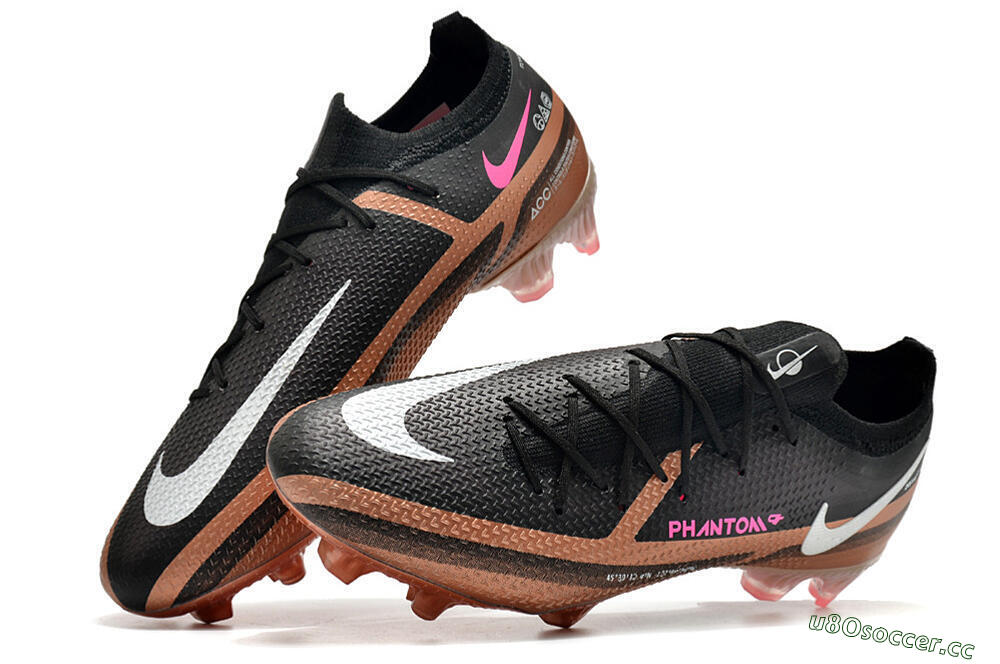 Men's Nike Phantom GT Elite FG Firm Ground Low-Tops Football Boots - Black/Gold/White 6