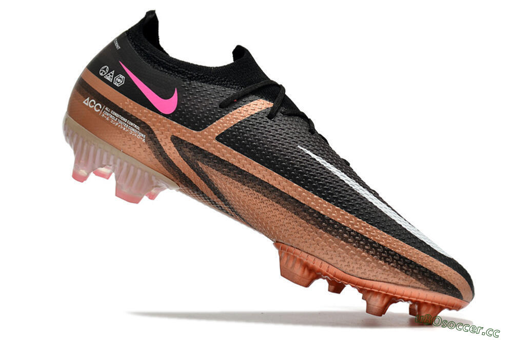 Men's Nike Phantom GT Elite FG Firm Ground Low-Tops Football Boots - Black/Gold/White 7