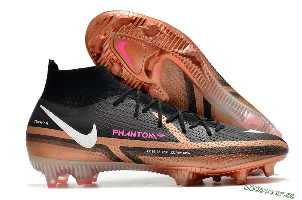Men's Nike Phantom GT 2 DF Elite FG Firm Ground High-Tops Football Boots - Black/Gold/White 2