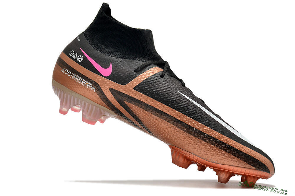 Men's Nike Phantom GT 2 DF Elite FG Firm Ground High-Tops Football Boots - Black/Gold/White 7
