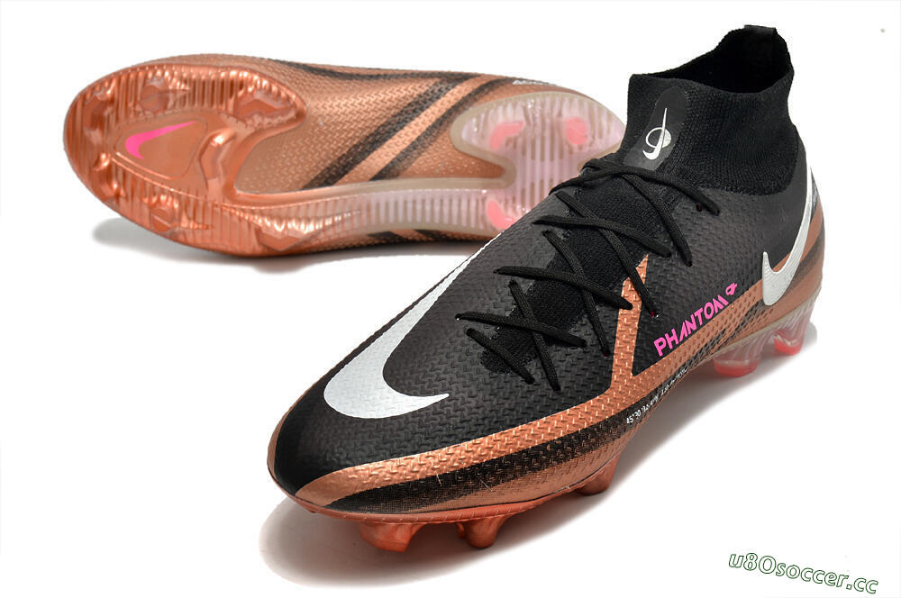 Men's Nike Phantom GT 2 DF Elite FG Firm Ground High-Tops Football Boots - Black/Gold/White 3