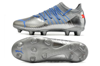 Men's Puma Future Z 1.3 Instinct FG Firm Ground Low-Tops Football Boots - Silver/Blue