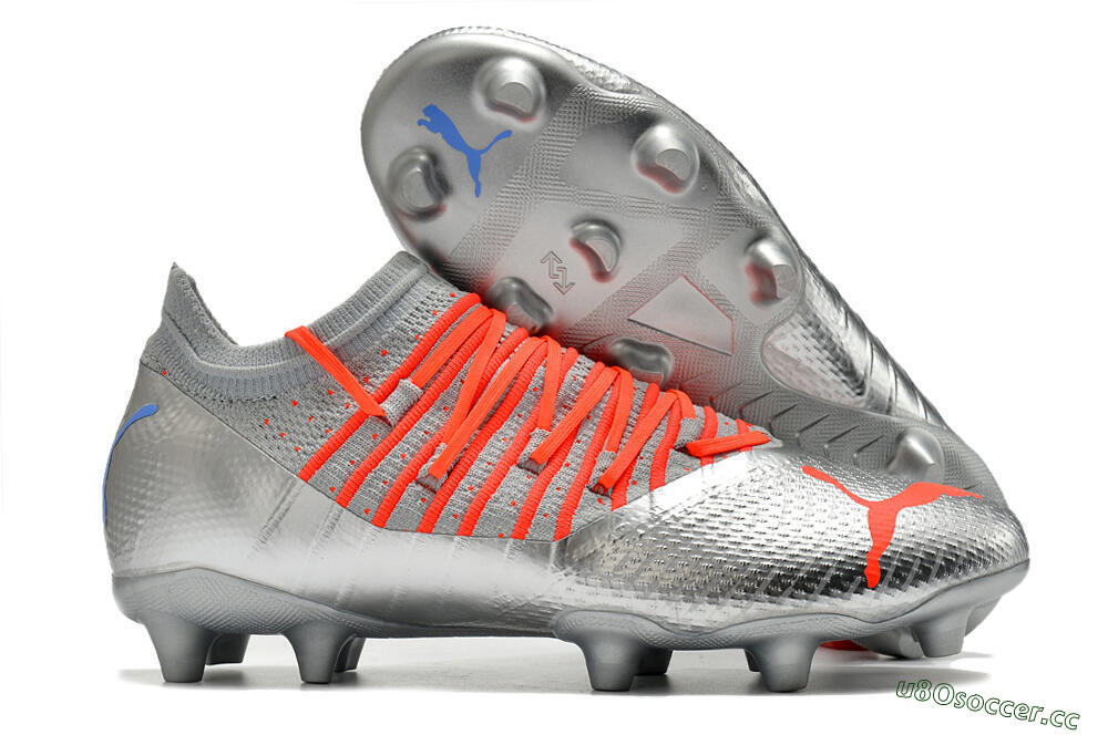 Men's Puma Future Z 1.3 Instinct FG Firm Ground Low-Tops Football Boots - Silver/Blue 2
