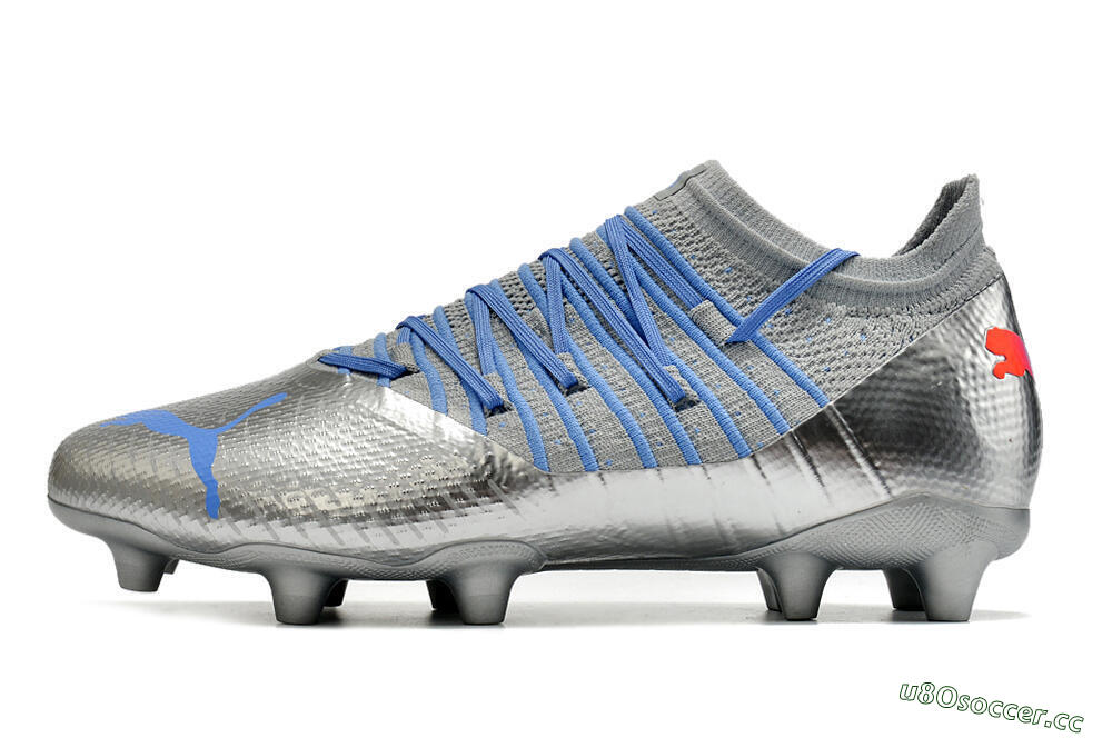 Men's Puma Future Z 1.3 Instinct FG Firm Ground Low-Tops Football Boots - Silver/Blue 0