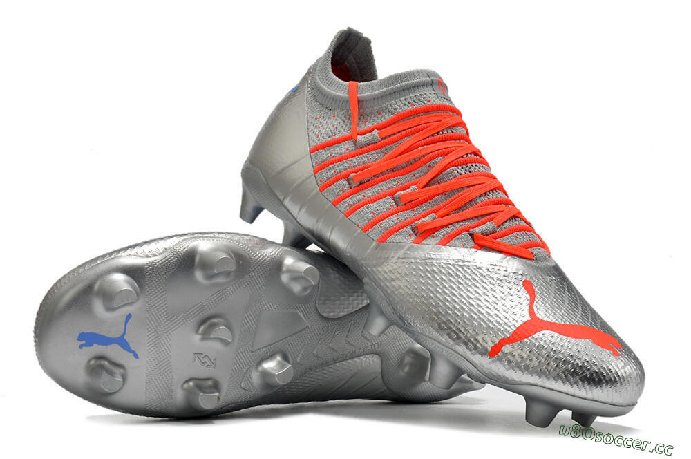 Men's Puma Future Z 1.3 Instinct FG Firm Ground Low-Tops Football Boots - Silver/Blue 4