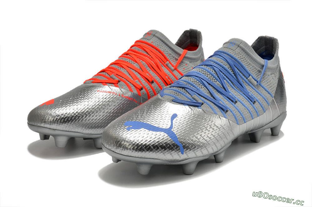 Men's Puma Future Z 1.3 Instinct FG Firm Ground Low-Tops Football Boots - Silver/Blue 5