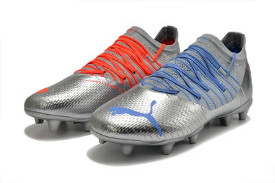 Men's Puma Future Z 1.3 Instinct FG Firm Ground Low-Tops Football Boots - Silver/Blue