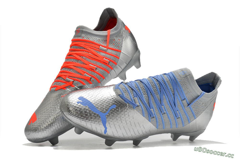 Men's Puma Future Z 1.3 Instinct FG Firm Ground Low-Tops Football Boots - Silver/Blue 6