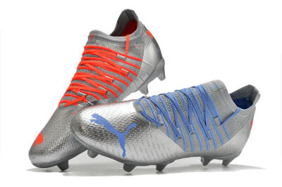 Men's Puma Future Z 1.3 Instinct FG Firm Ground Low-Tops Football Boots - Silver/Blue