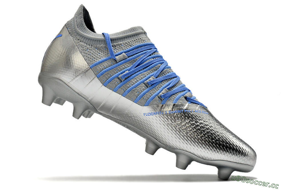 Men's Puma Future Z 1.3 Instinct FG Firm Ground Low-Tops Football Boots - Silver/Blue 7