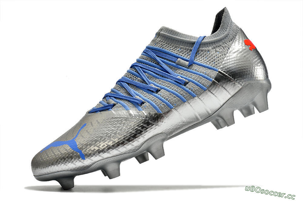 Men's Puma Future Z 1.3 Instinct FG Firm Ground Low-Tops Football Boots - Silver/Blue 8