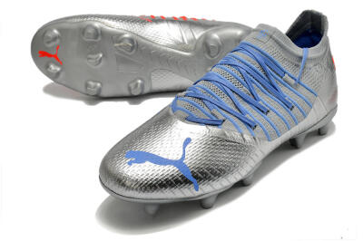 Men's Puma Future Z 1.3 Instinct FG Firm Ground Low-Tops Football Boots - Silver/Blue