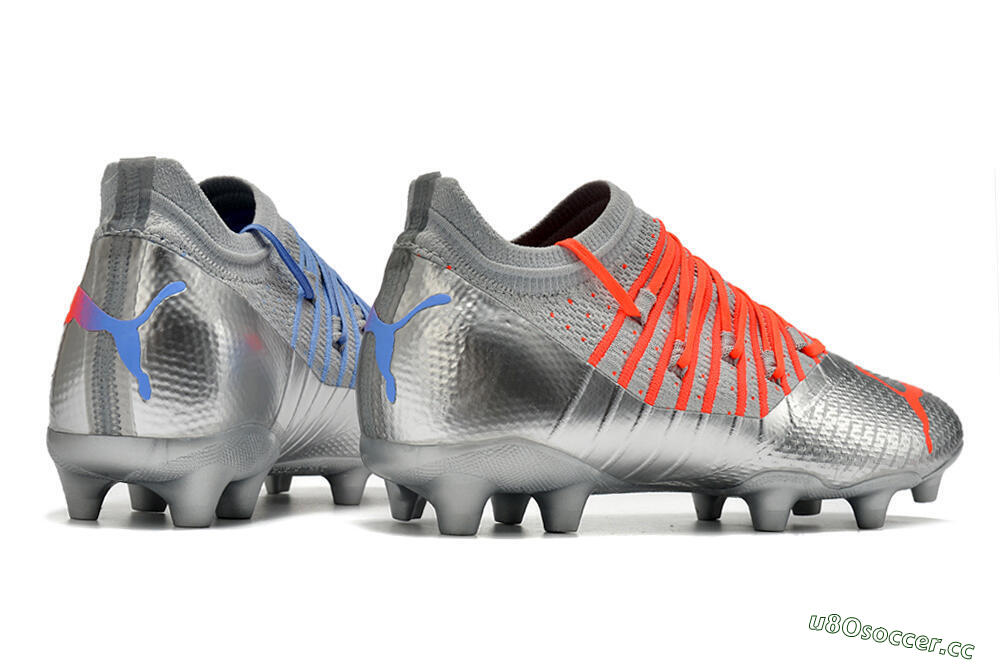 Men's Puma Future Z 1.3 Instinct FG Firm Ground Low-Tops Football Boots - Silver/Blue 9