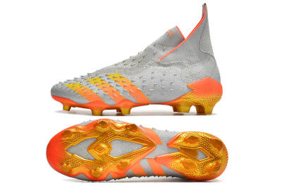 Men's Adidas Predator Freak + FG Firm Ground High-Tops Football Boots - Silver/Orange