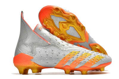 Men's Adidas Predator Freak + FG Firm Ground High-Tops Football Boots - Silver/Orange