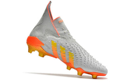 Men's Adidas Predator Freak + FG Firm Ground High-Tops Football Boots - Silver/Orange