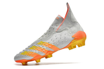 Men's Adidas Predator Freak + FG Firm Ground High-Tops Football Boots - Silver/Orange