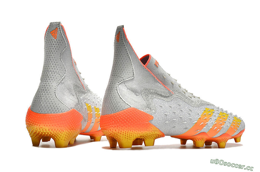 Men's Adidas Predator Freak + FG Firm Ground High-Tops Football Boots - Silver/Orange 6