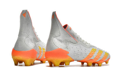 Men's Adidas Predator Freak + FG Firm Ground High-Tops Football Boots - Silver/Orange