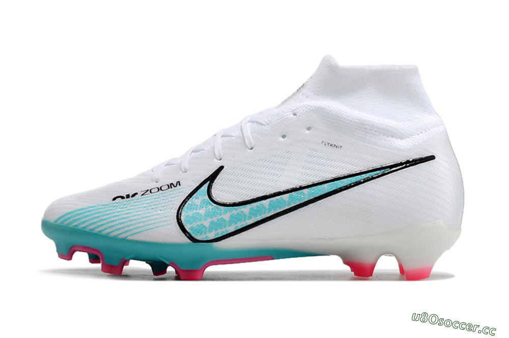 Unisex Nike Air Zoom Mercurial Superfly 9 Elite FG Firm Ground High-Tops Football Boots - White/Blue/Pink 0