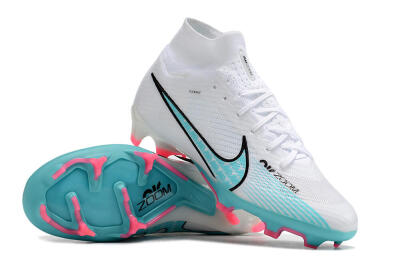 Unisex Nike Air Zoom Mercurial Superfly 9 Elite FG Firm Ground High-Tops Football Boots - White/Blue/Pink