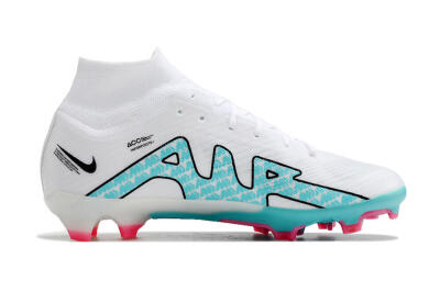 Unisex Nike Air Zoom Mercurial Superfly 9 Elite FG Firm Ground High-Tops Football Boots - White/Blue/Pink