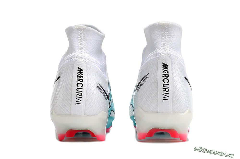 Unisex Nike Air Zoom Mercurial Superfly 9 Elite FG Firm Ground High-Tops Football Boots - White/Blue/Pink 6